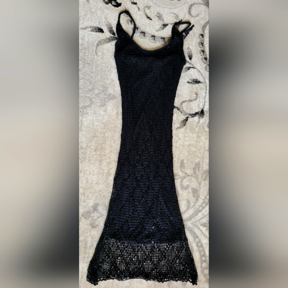 Beautifully Beased Black Form Fitting Dress